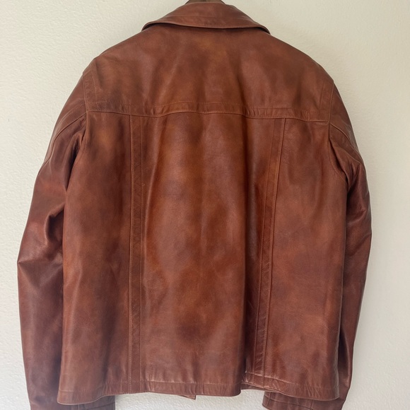 Hugo Boss Mens Lamb Leather Tan Jacket - Picture 5 of 7